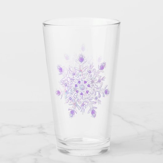 Verre flocon de neige violet clair et coeur étincelant (Dos)