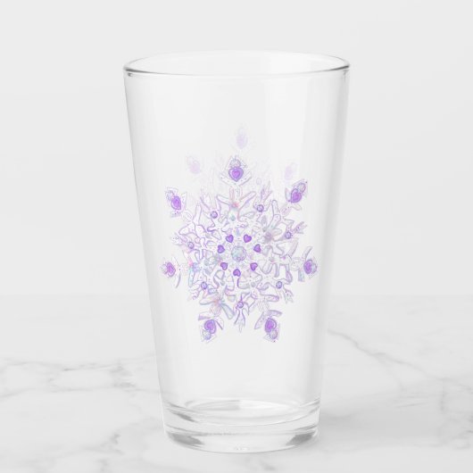 Verre flocon de neige violet clair et coeur étincelant (Devant)