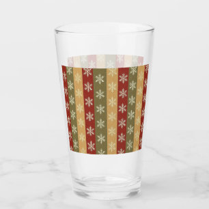 Verre flocon de Noël rayé aux couleurs traditionnelles