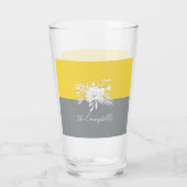 Verre Floral blanc moderne sur colorbloc Personnalisé (Dos)