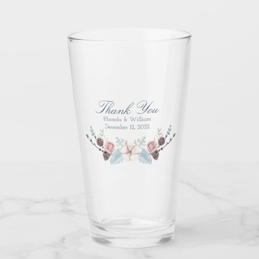 Verre Floral d'hiver et Mariage d'aquarelle de feuillage (Devant)