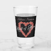 Verre Floral Rose Coeur monogramme Mariage Soirée de mar (Dos)