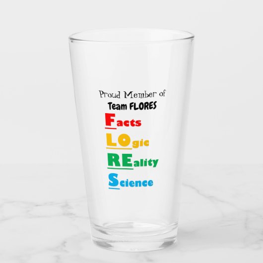 Verre FLORES D'Équipe - Faits, Logique, Réalité, Science (Devant)