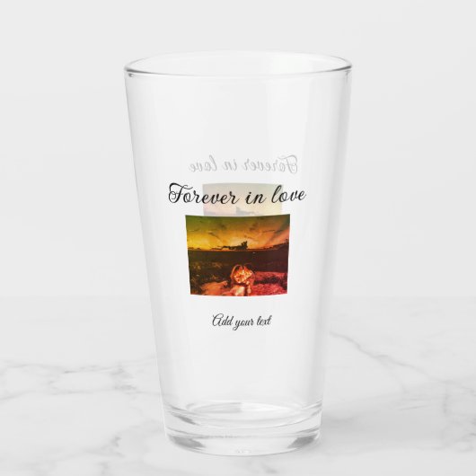 Verre Forever in love ajouter couple photo mariage engag (Dos)