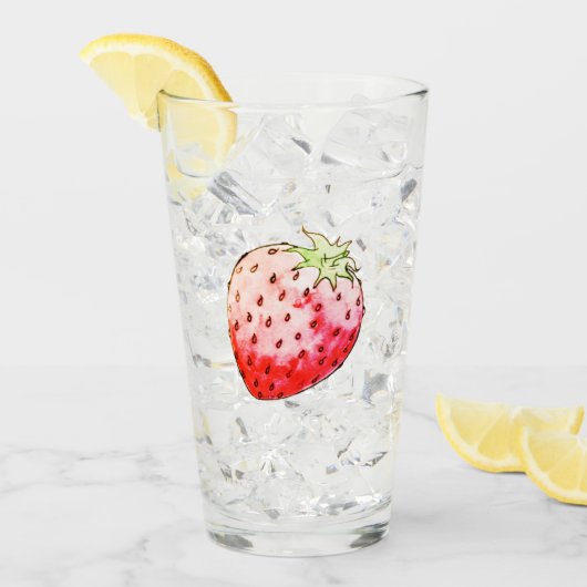 Verre fraise d'aquarelle (Devant glace)
