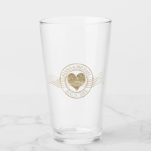 Verre Français Romance Heart Mariage Gold ID870 (Devant)