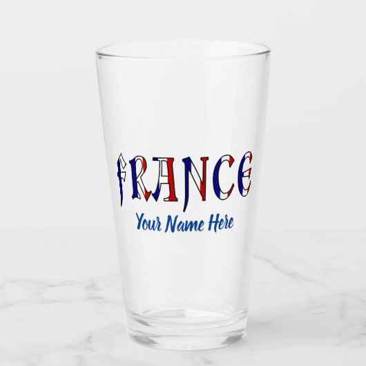 Verre France Couleurs Drapeau Français Boisson personnal (Devant)