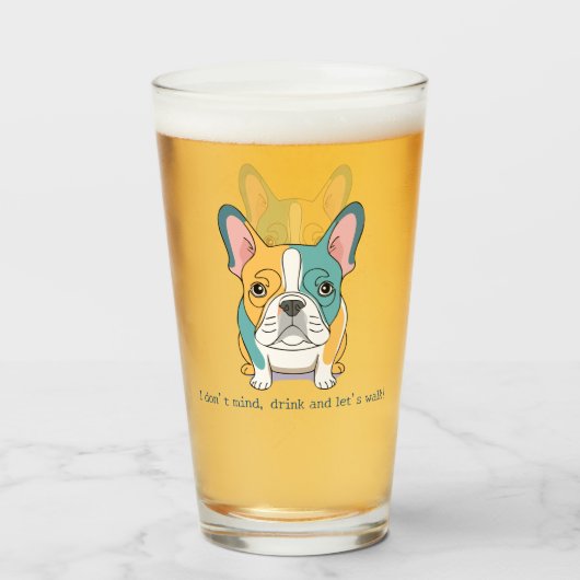 Verre French Bulldog fun  (Devant (rempli))