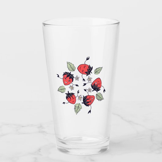 Verre Fruit Kawaii à la fraise mûre (Devant)