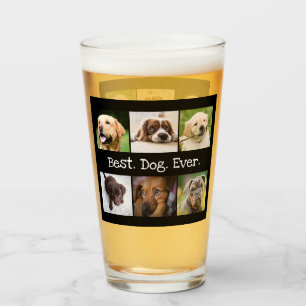 Verre Fun Best Dog Ever Photo Collage noir et blanc
