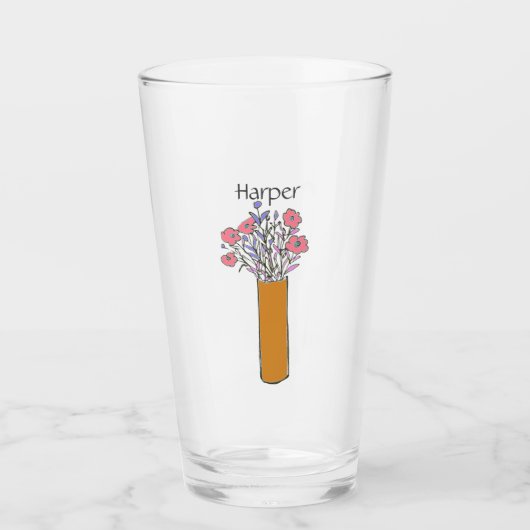 Verre Fun Design Fleur Coloré Pour Elle (Devant)