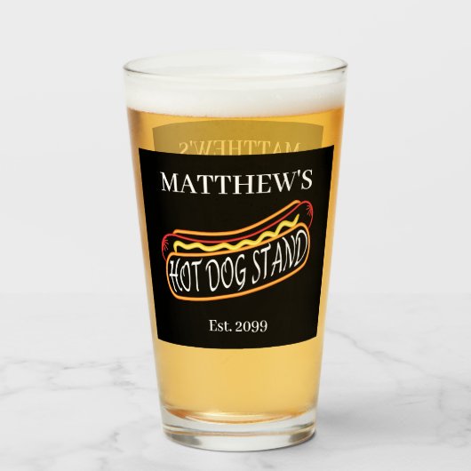 Verre Fun Hot Dog Stand Drinkware Soda Beer Pint (Devant (rempli))