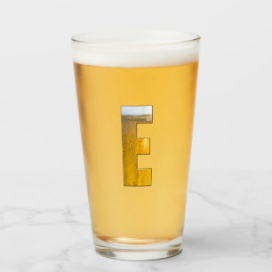 Verre Funky Beer Head Monogramme Lettre initiale E