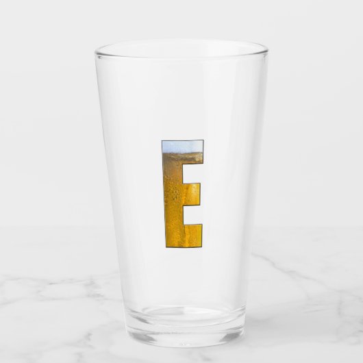 Verre Funky Beer Head Monogramme Lettre initiale E (Devant)