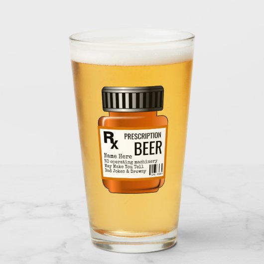 Verre Funny BEER Cadeaux - Prescription Pill Bottle Rx (Devant (rempli))