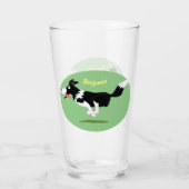 Verre Funny Border Collie chien en course dessin animé (Devant)