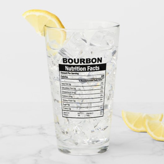 Verre Funny Bourbon Nutrition Facts Glass (Devant glace)