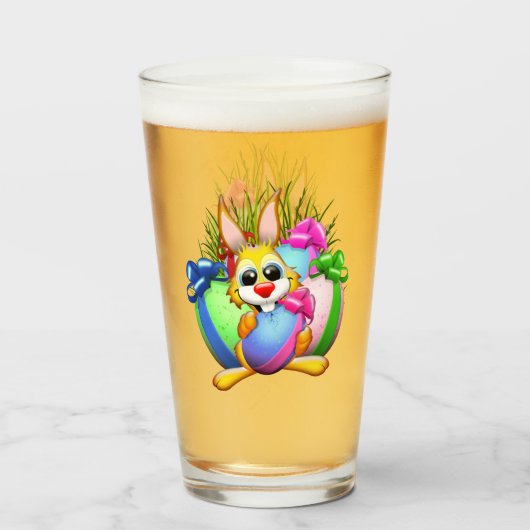 Verre Funny Bunny biting an Easter Egg (Devant (rempli))