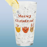 Verre Funny Cat Meowy Noël<br><div class="desc">Un tas de chats mignons et amusants en vacances d'hiver casquettes et accessoires pour vous faire sourire. Modifiez le texte pour personnaliser. Art original de Nic Squirrell.</div>