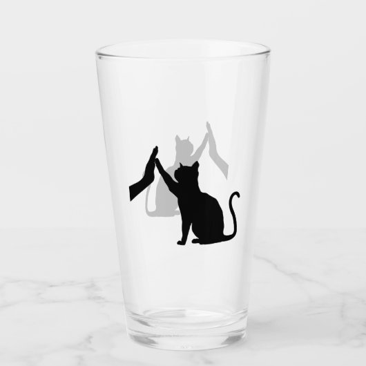 Verre Funny Chat High Five Graphic Chat Propriétaire et  (Devant)