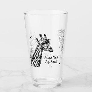 Verre Funny Giraffe Noir Blanc Encre Personnalisée
