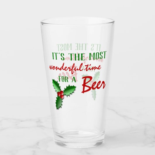 Verre Funny Holly Jolly Red Berries Feuilles verts (Devant)