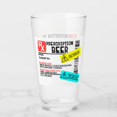 Verre Funny Prescription Bière Avertissement Étiquette P (Devant)