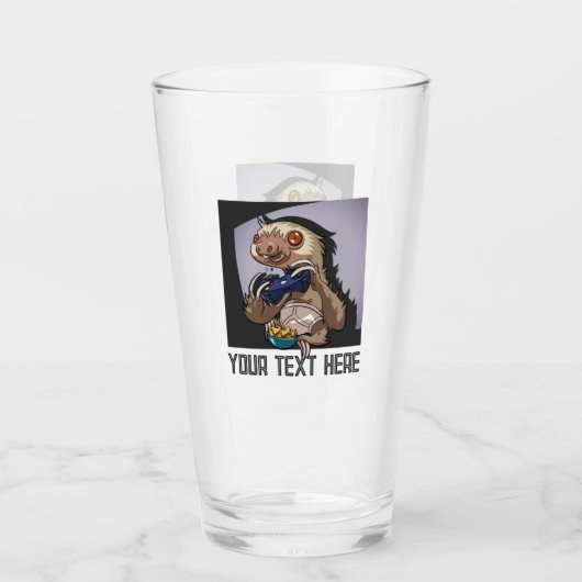 Verre Funny Sloth Add Your Text Computer Games Cartoon (Devant)