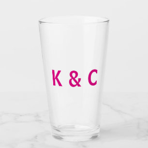 Verre Fuschia Monogram Mariage moderne
