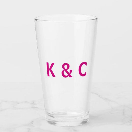 Verre Fuschia Monogram Mariage moderne (Devant)