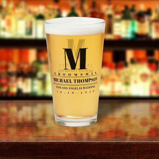 Verre Garçon d'honneur de mariage Monogramme moderne Sim