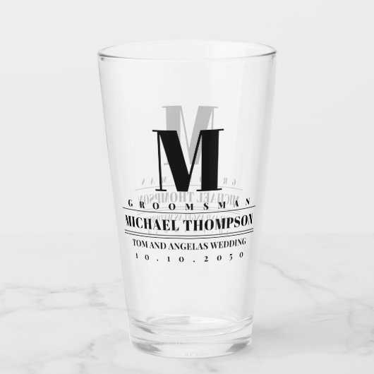 Verre Garin de mariage monogramme moderne simple (Dos)