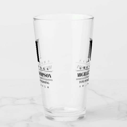 Verre Garin de mariage monogramme moderne simple (Gauche)