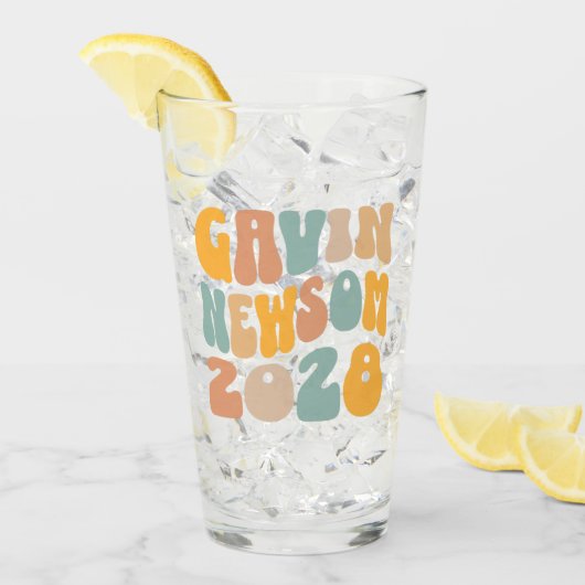 Verre Gavin Newsom 2028 Pour Président Wavy Text (Devant glace)