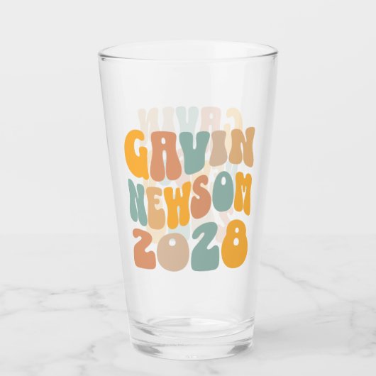 Verre Gavin Newsom 2028 Pour Président Wavy Text (Devant)