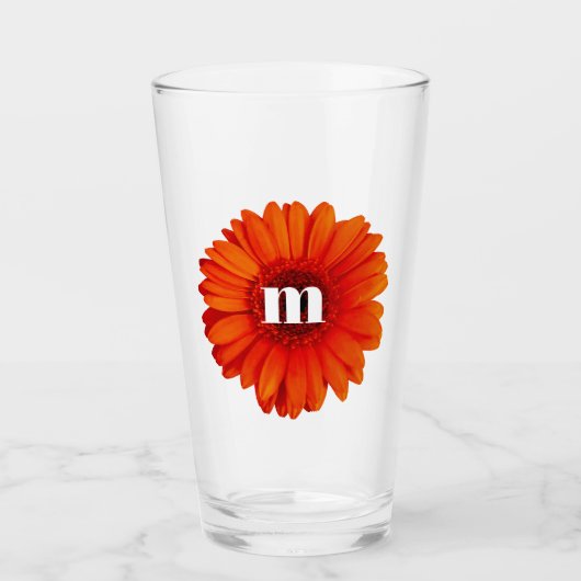 Verre Gerbera Daisy Monogramme initial (Devant)