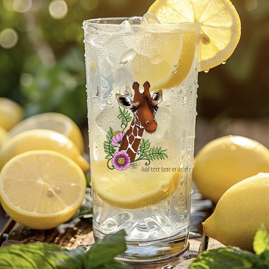 Verre Giraffe Fleurs de Portrait Jaunes
