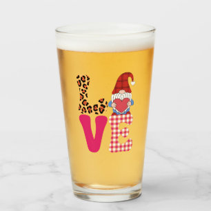 Verre Gnome de l'amour Saint-Valentin Rouge Carreaux Buf
