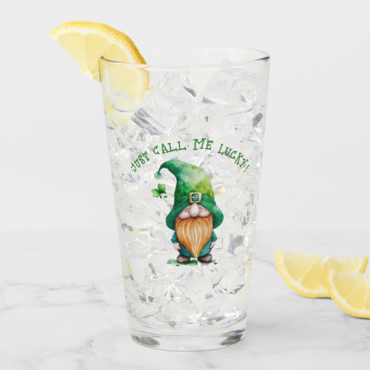 Verre Gnome Leprechaun - Appelez-Moi Juste Lucky Personn (Devant glace)