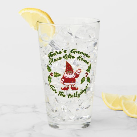 Verre Gnome Place Like Home for Holidays! Logiciel cadea (Devant glace)