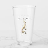 Verre Gold Greyhound Chien Élégant Monogramme (Dos)