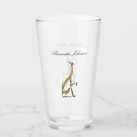 Verre Gold Greyhound Chien Élégant Monogramme (Devant)