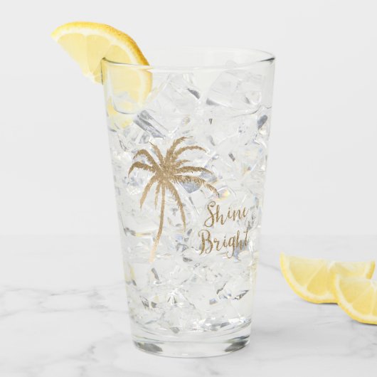 Verre Gold Tropical Palm Tree Parties scintillant brilla (Devant glace)
