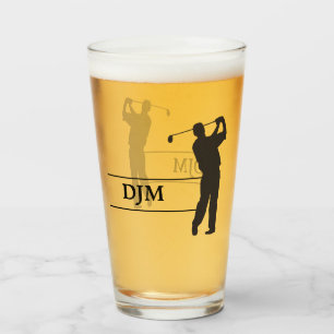 Verre Golfeur noir de silhouette de monogramme
