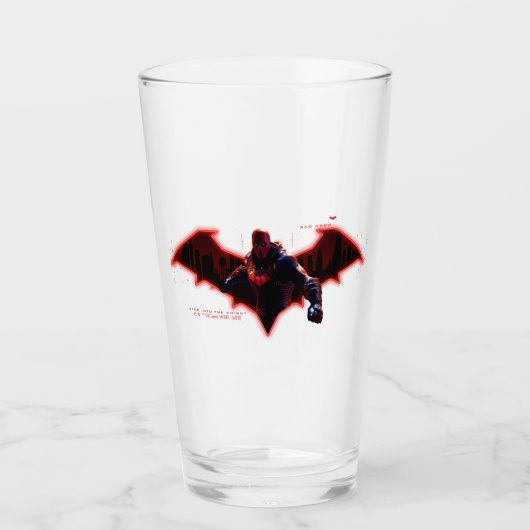 Verre Gotham Chevaliers Hood rouge dans le logo (Devant)