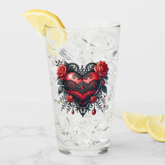 Verre Gothic Heart Valentine Glass Tumbler (Devant glace)