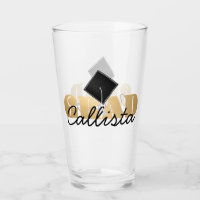 Grad Gold Black Graduation Cap Monogramme Nom