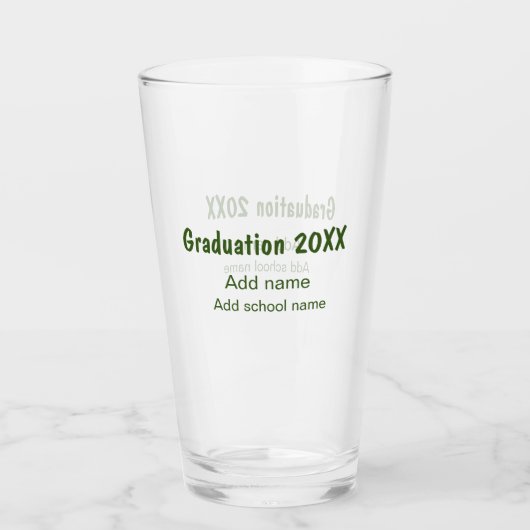 Verre Graduation 20XX ajouter nom année école vert moder (Devant)