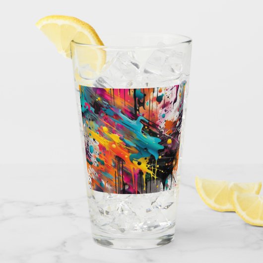 Verre Graffiti éclaboussé de chaos vif (Devant glace)