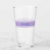 Verre Grand nom de script bleu, Lavender Strips sur blan (Dos)